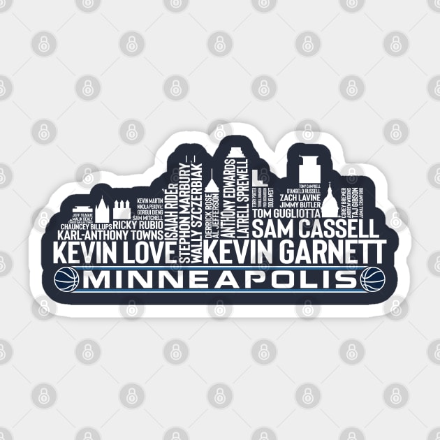 Minnesota Basketball Team All Time Legends, Minneapolis City Skyline Sticker by Legend Skyline